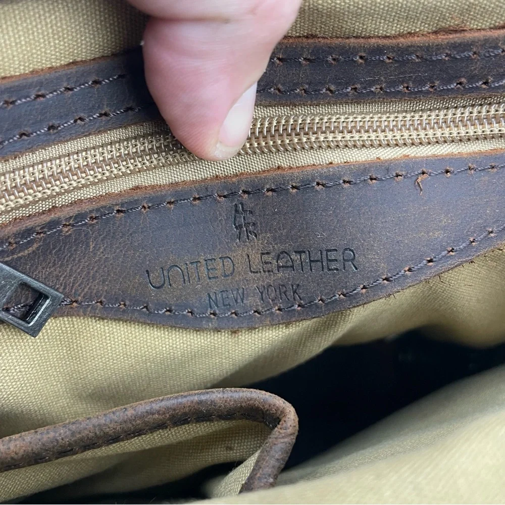United Leather Small Messenger Bag With Leather Cover NEW